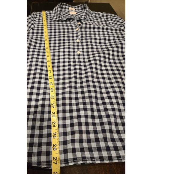 J Crew Boyfriend Light Weight Woven Cotton Gingham Checkered Blue Shirt Medium - Picture 8 of 9